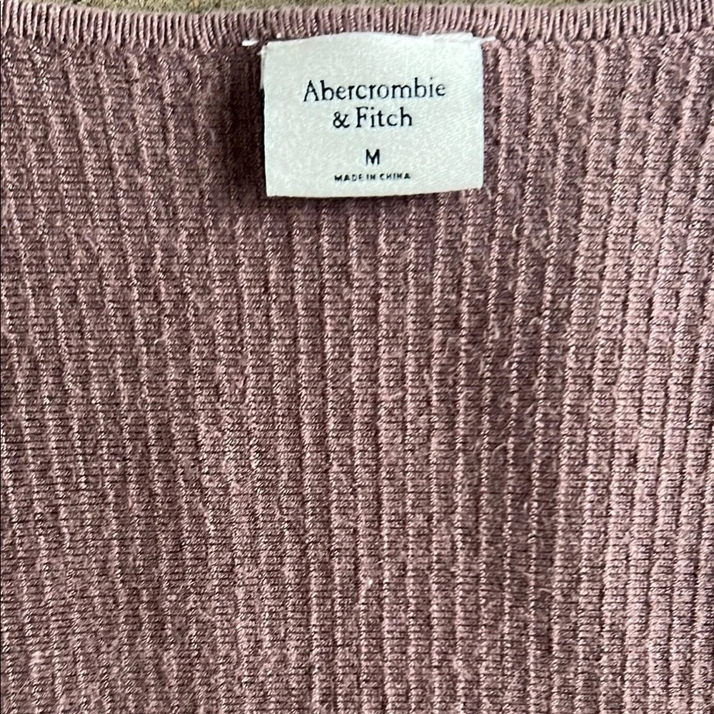 Abercrombie cropped square neck ribbed sweater in mauve - Picture 2 of 3